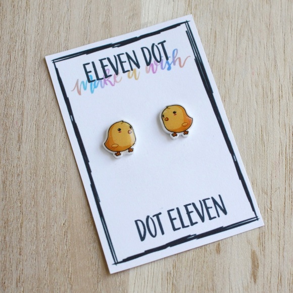 Kawaii Baby Chicken Chick Stud Post Earrings - Picture 1 of 8